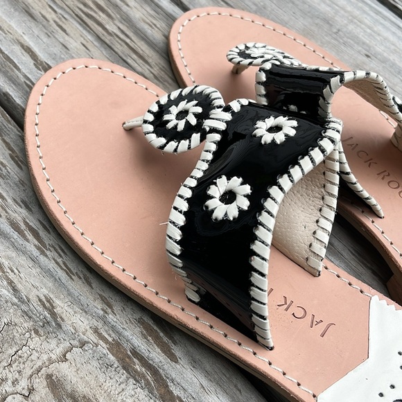 Jack Rogers Jacks Flat Sandal Black White Size 10 - Picture 5 of 9